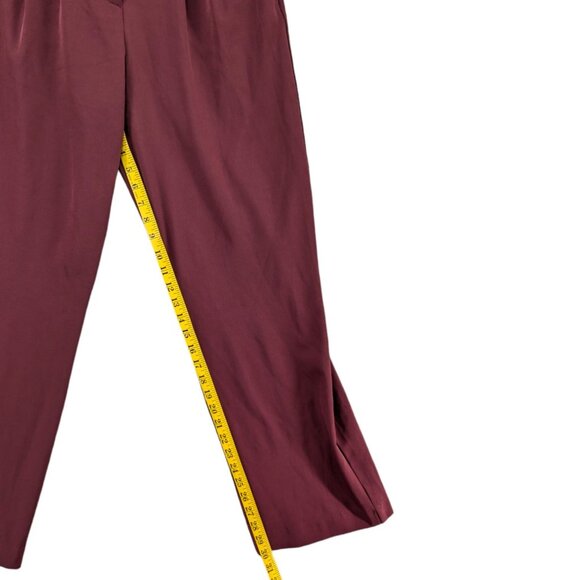 Jason Wu Wide Leg Pants Womens Burgundy Pleated High Rise Slacks Size XS - Picture 10 of 12